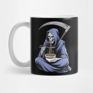 Grim Reaper Enjoying Ramen Design Mug